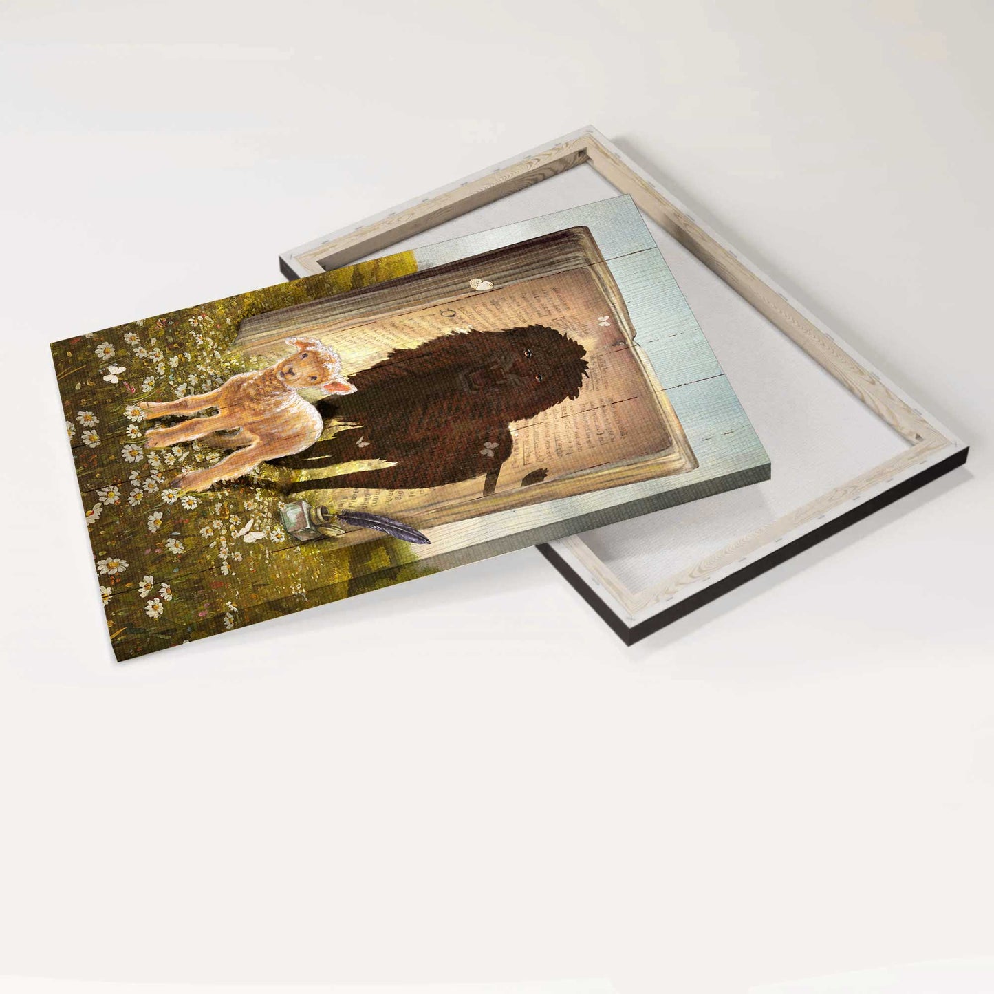 Jesus Portrait Canvas - Lamb of God, Daisy field, White butterfly Portrait Canvas - Inspirational gift, Gift For Christian