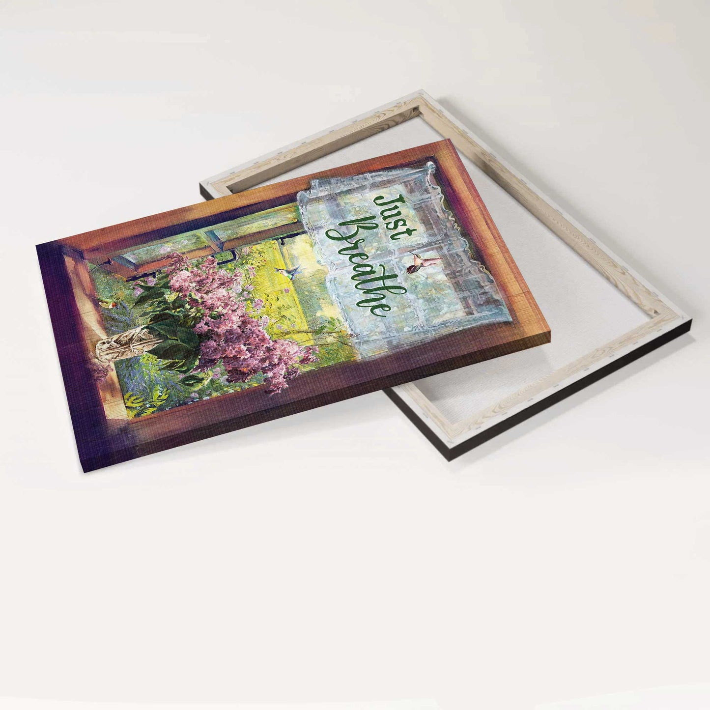 Jesus Portrait Canvas - Lavender drawing, Green meadow land, Vintage window Canvas - Gift For Christian - Just breathe Portrait Canvas