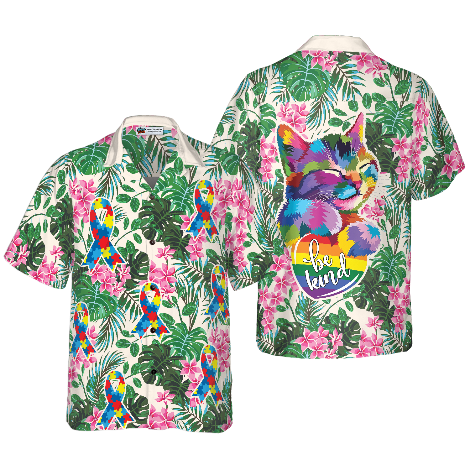 Cat Autism Awareness Hawaiian Shirt, Best Gift For Cat Lover, Husband, Wife, Boyfriend, Girlfriend, Friend, Family