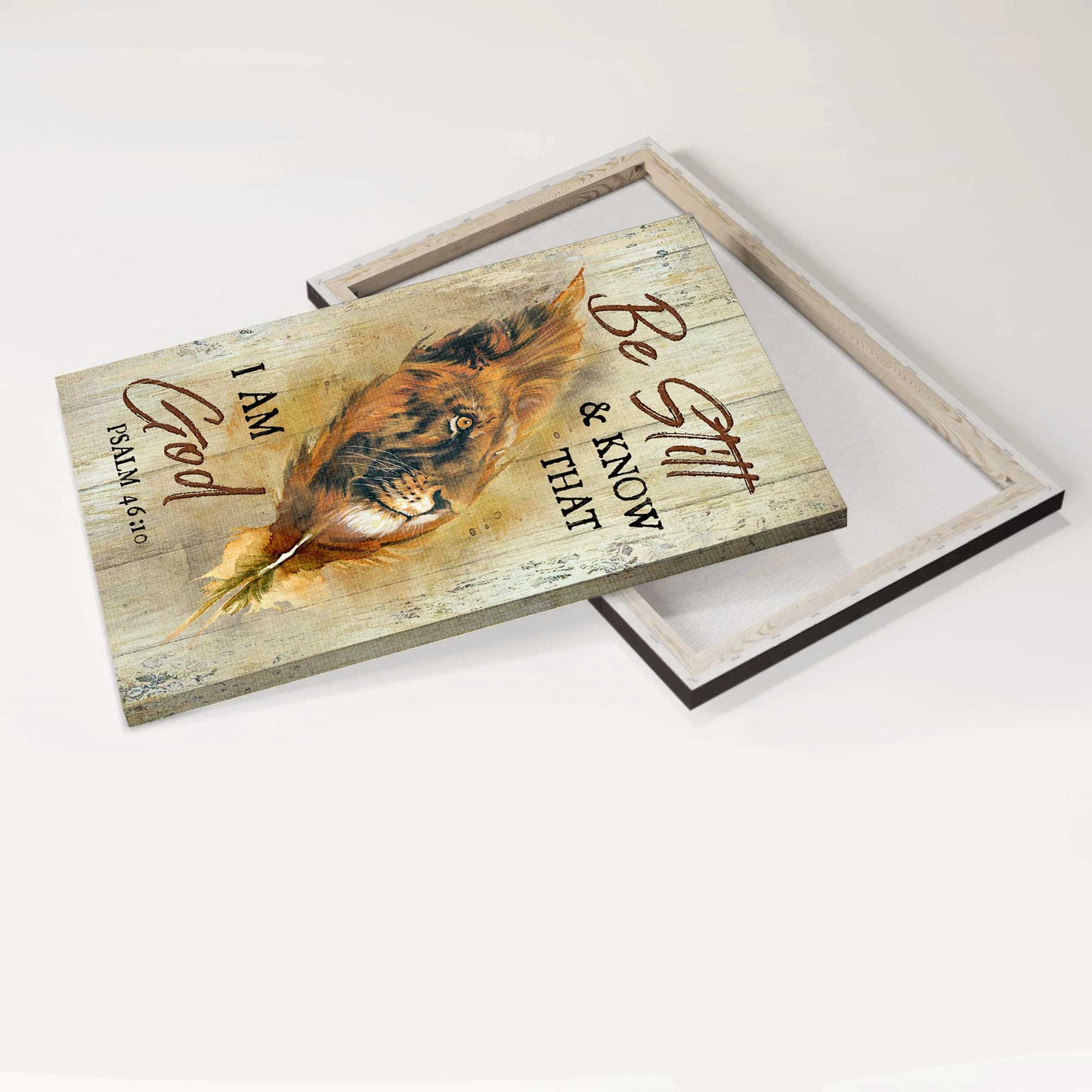 Jesus Portrait Canvas - Lion of Judah, Verse of the day, Awesome leaf Portrait Canvas - Gift For Christian - Be still and know that I am God Portrait Canvas