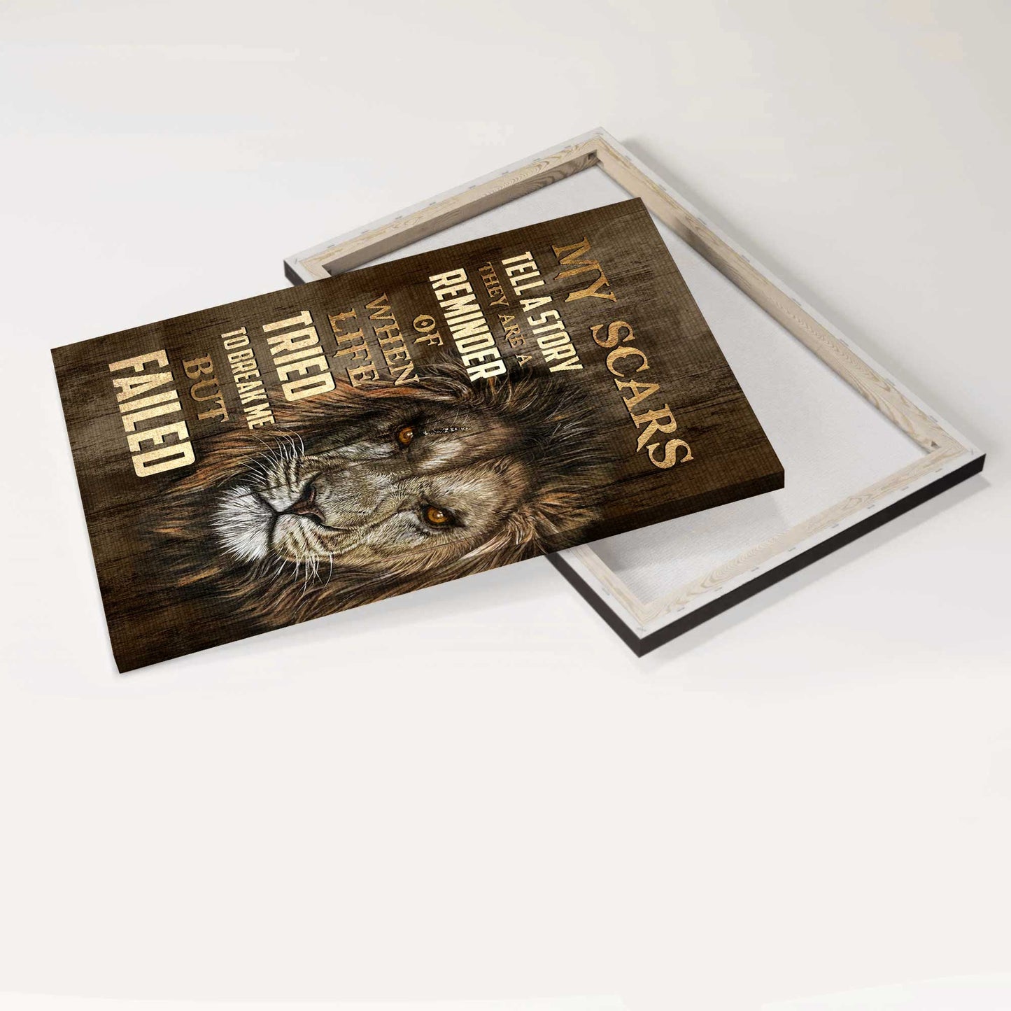 Jesus Portrait Canvas - Lion of Judah Portrait Canvas - Gift For Christian - My Scars Tell A Story,They Are A Reminder Of When Life Tried To Break Me But Failed Portrait Canvas
