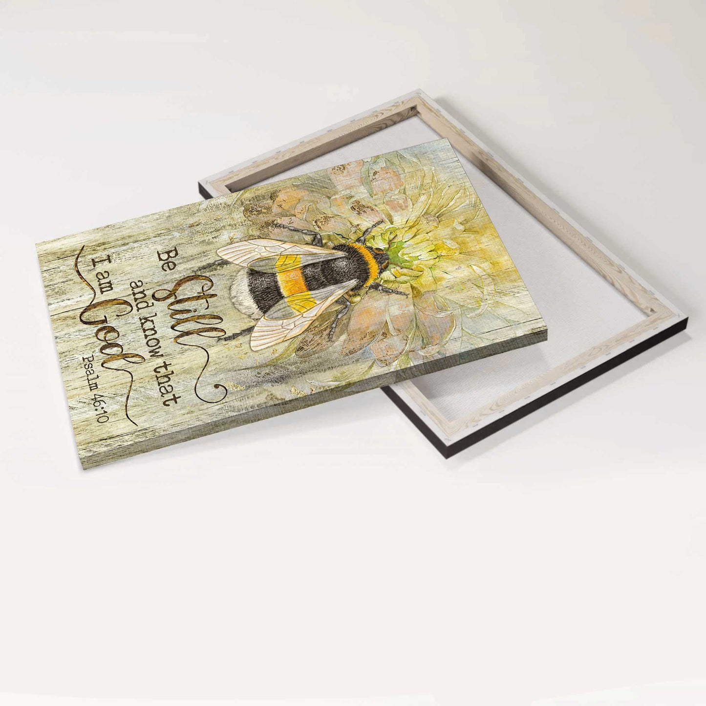 Jesus Portrait Canvas - Stunning Bee, Sweet Flower Canvas - Gift For Christian - Be Still And Know That I Am God Canvas