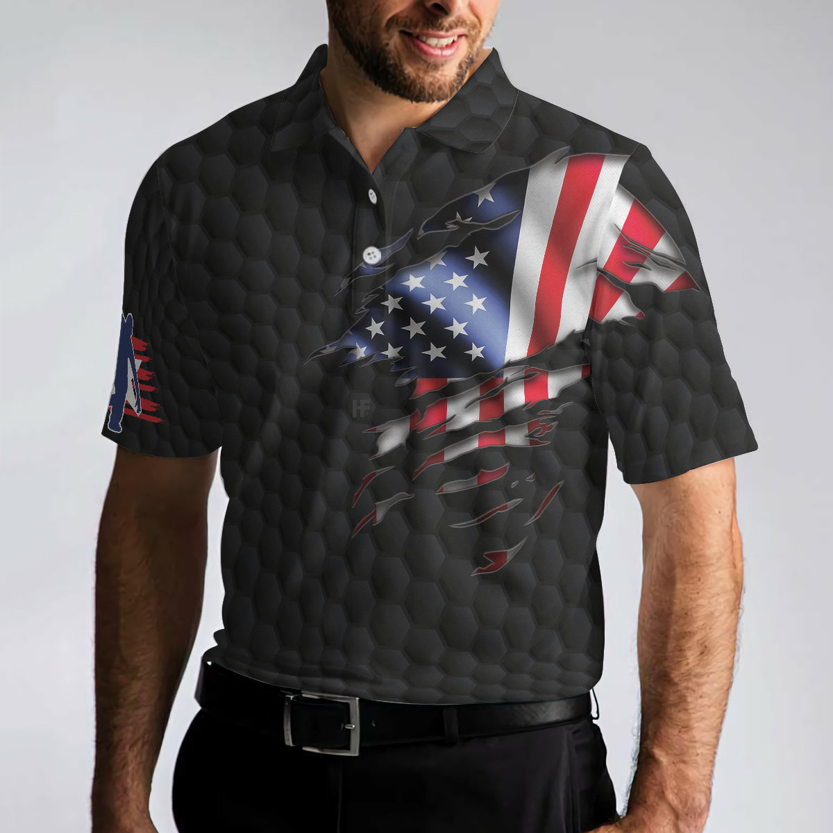 Bowling Men Polo Shirt - Beer Frame Bowling With American Flag Men Polo Shirt - Perfect Gift For Friend, Family, Bowling Lovers