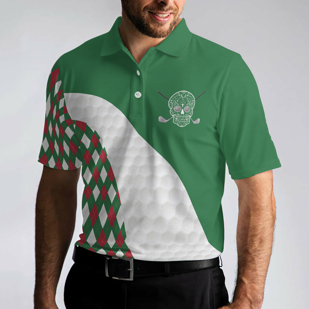 Funny Golf Men Polo Shirt, Golfing Without Tacos Is Just Walking On The Grass Shirt, Colorful Argyle Pattern Golf Shirt, Golf Gift For Golfers