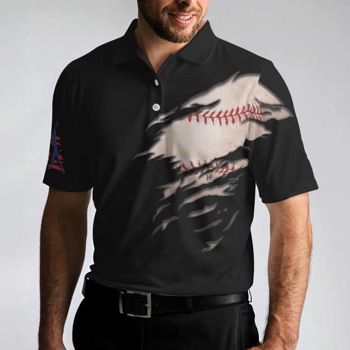 America Baseball Men Polo Shirt, American Flag Baseball Shirt For Men, Patriotic Shirt For Veterans, Gift For Baseball Lovers
