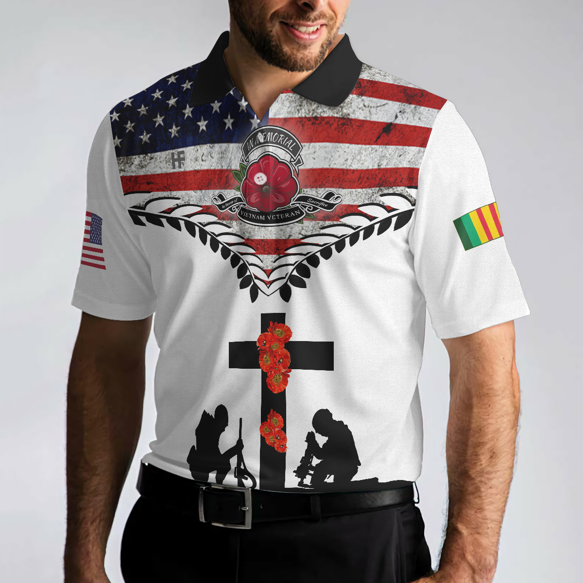 Vietnam Veteran Polo Shirt, American Flag Veteran Shirt Design, Thoughtful Gift For Vietnam Veterans - Perfect Gift For Men