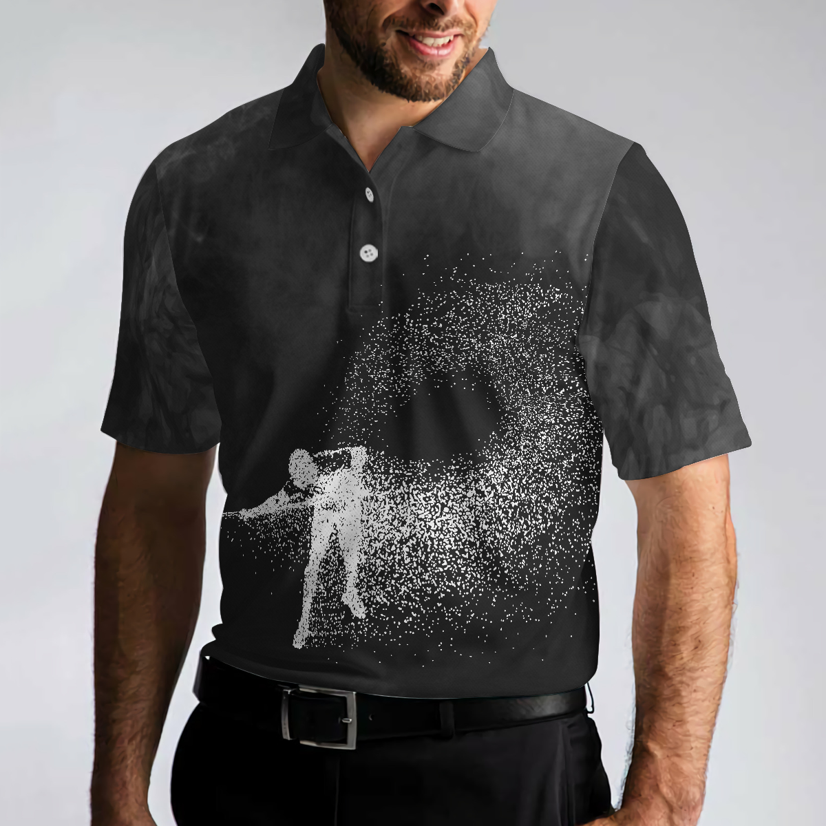 Men Polo Shirt - Billiards On Smoke Background Polo Shirt, Smoke Billiards Player Polo Shirt - Best Billiards Shirt For Men