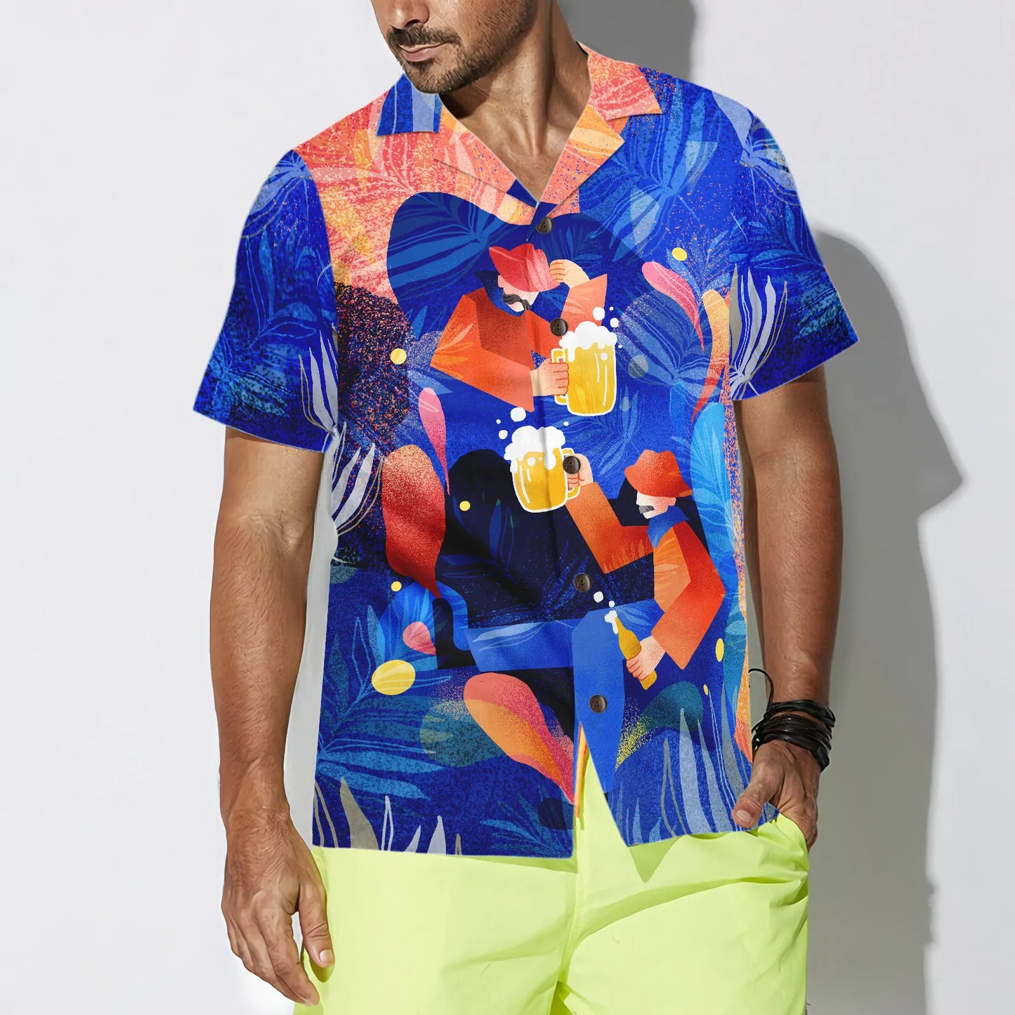 Artistic Beer Party Hawaiian Shirt, Beer Lovers Aloha Shirts For Men, Blue Tropical Shirt, Best Gift For Summer, Husband, Wife, Boyfriend, Girlfriend
