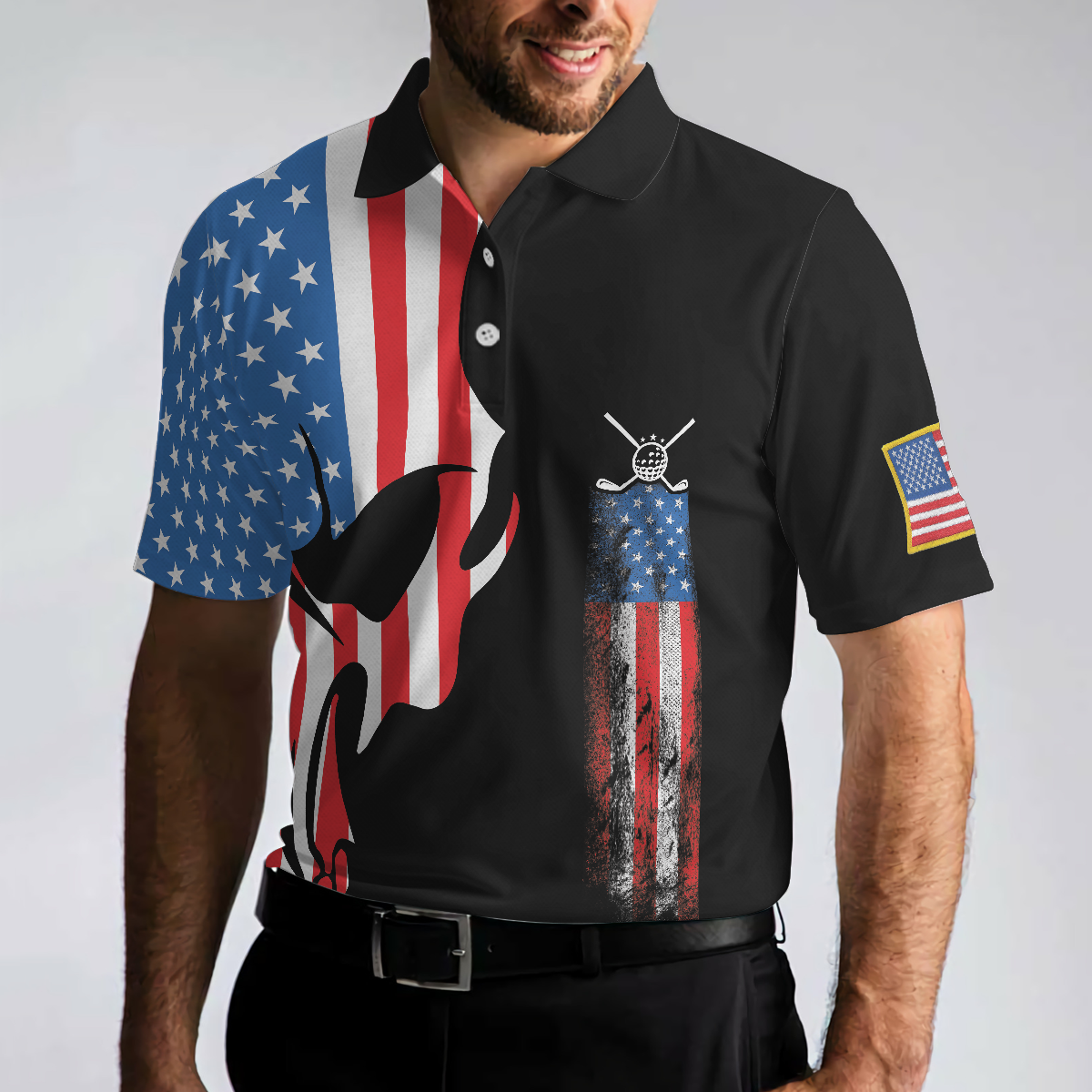 Skull Golf With American Flag Polo Shirt, Never Underate An Old Man Golfer Polo Shirt, Best Golf Shirt For Men - Perfect Gift For Men, Golfers