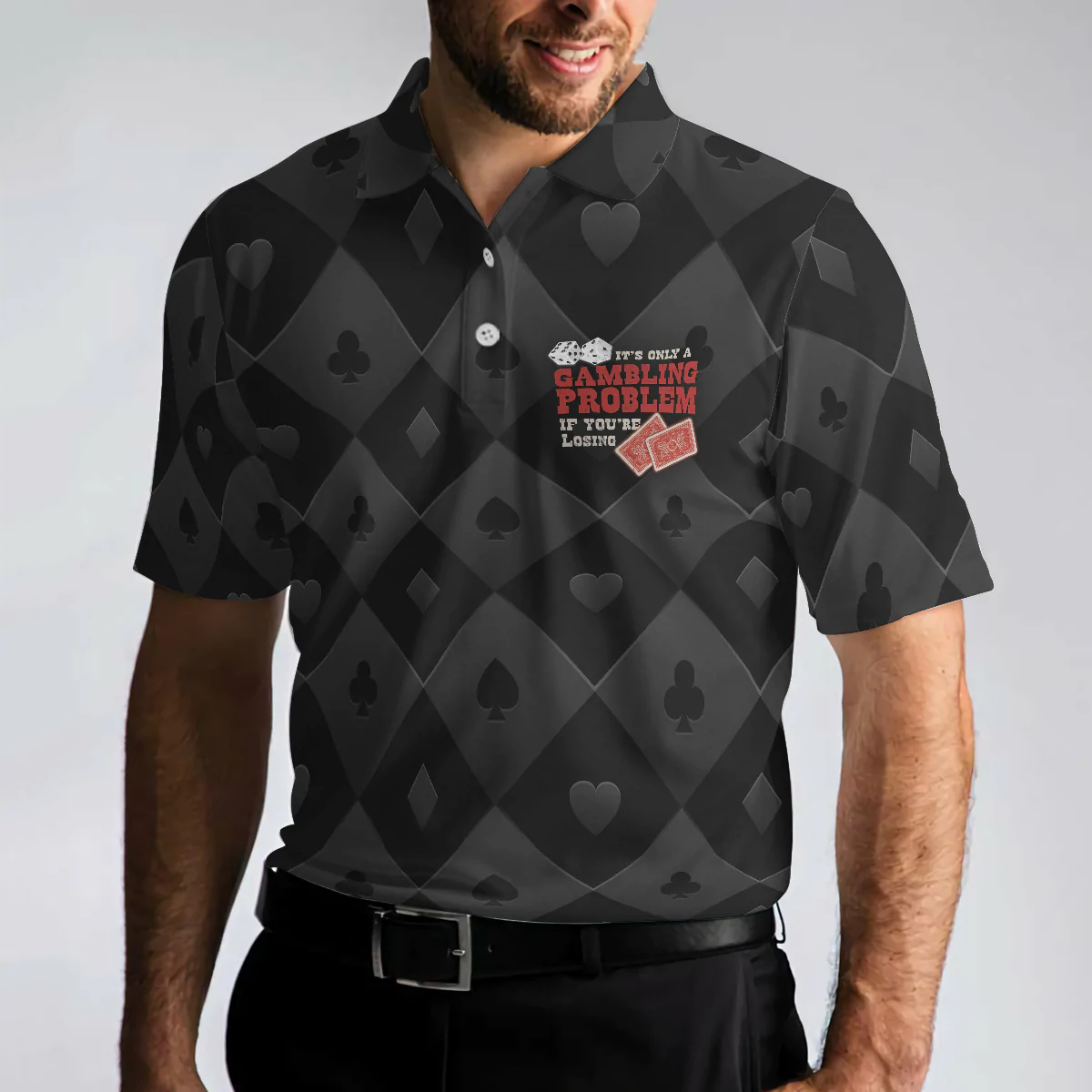 Black Poker Men Polo Shirt, It Only A Gambling Problem If You're Losing Poker Shirt For Men