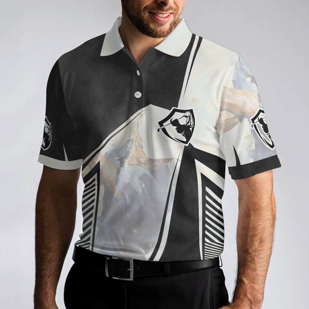 Black And White Men Polo Shirt, Golf Saved Me Golfing Polo Shirt, Best Golf Shirt For Men