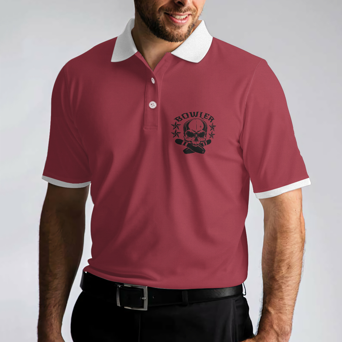 Bowling Men Polo Shirt - Bowling Skull Polo Shirt, American Flag Bowling Polo Shirt For Men - Perfect Gift For Friend, Family, Bowling Lovers