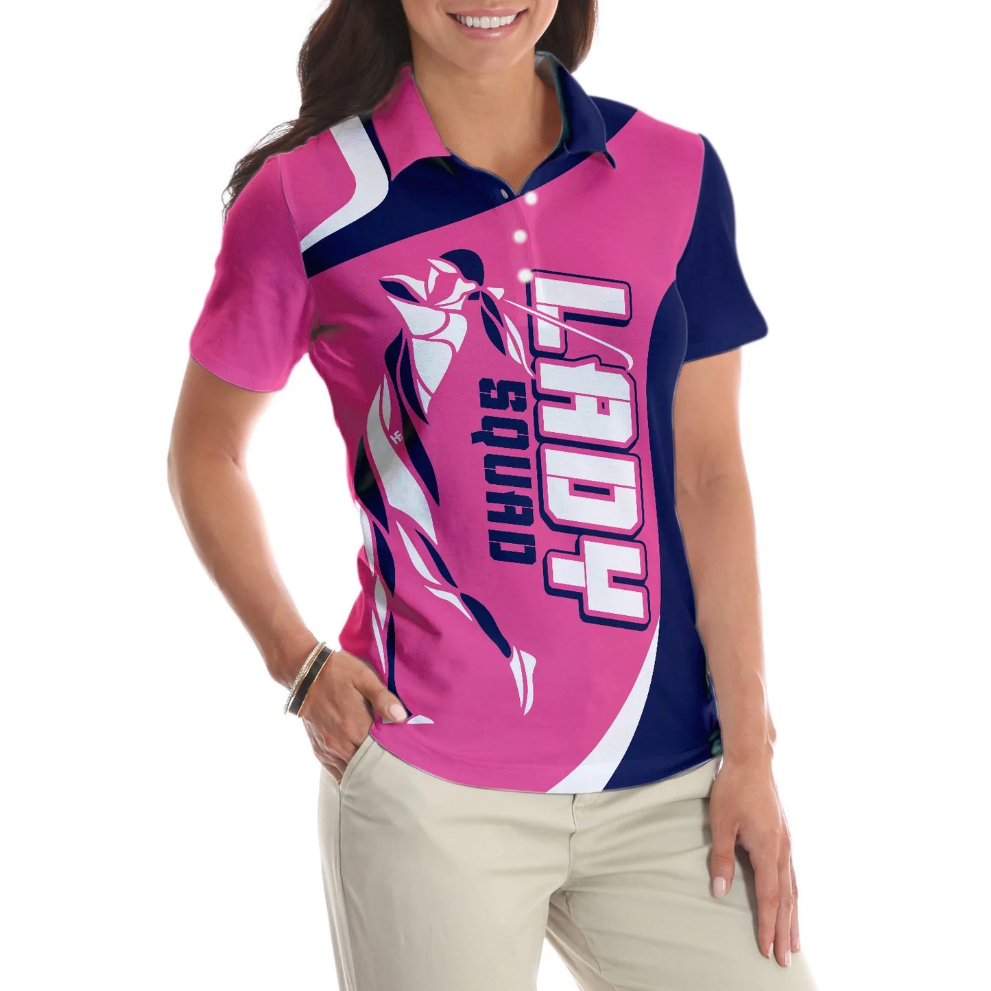 Lady Squad Golf Girl V2 Short Sleeve Women Polo Shirt, Pink Golf Shirt For Ladies, Best Golf Gift For Women