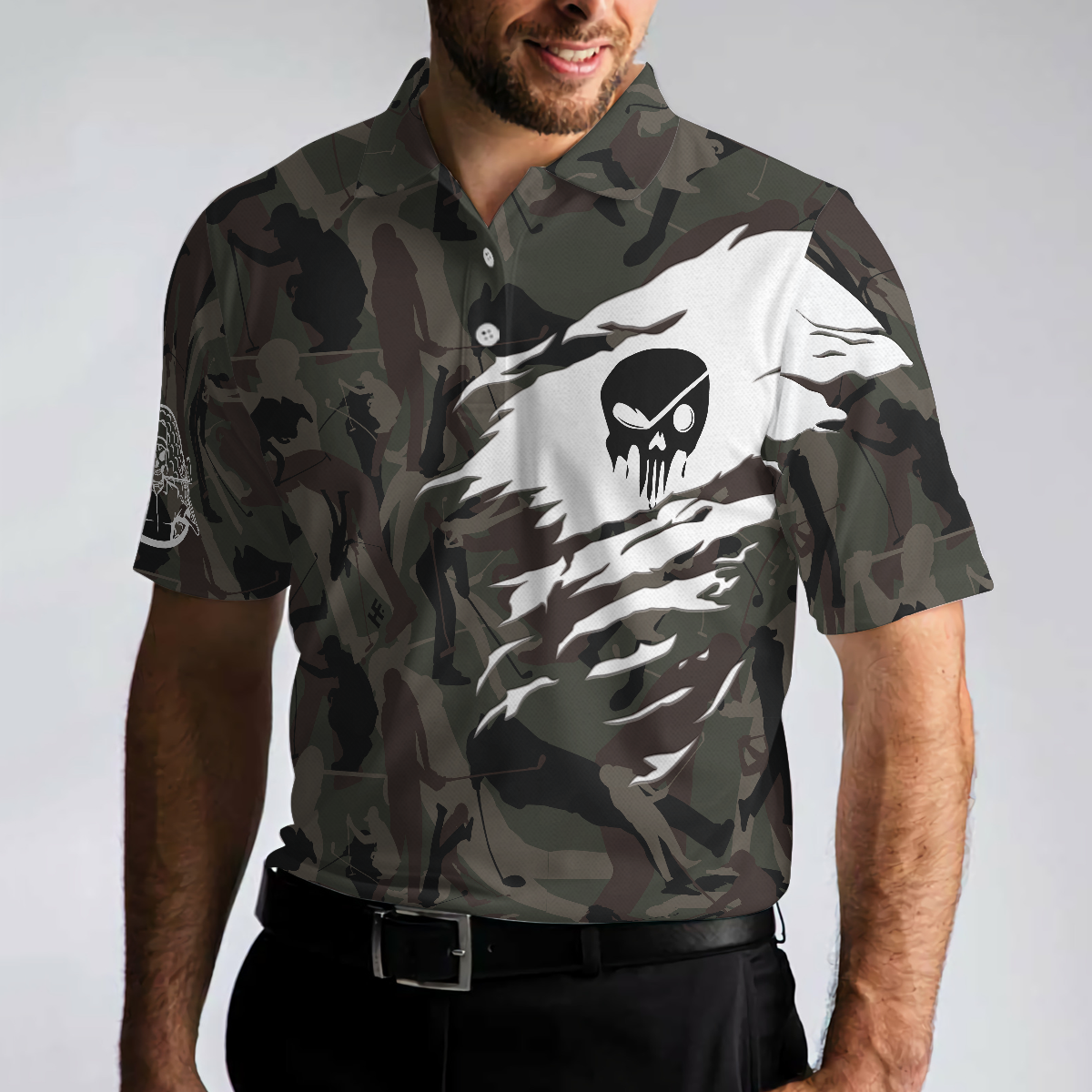 Coolest Golfing Grandpa Golf Polo Shirt, Skull Polo Shirt, Camouflage Pattern Polo Shirt - Gift For Golfing Grandpa