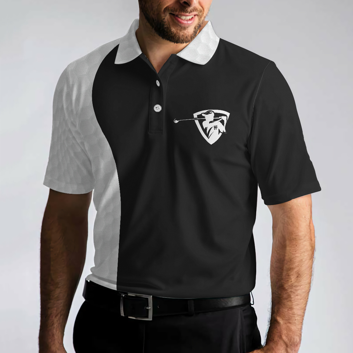 Golf I Play Like An Old Man Polo Shirt, Black And White Golf Sayings Shirt Design, Golf Gift For Men, Basic Golf Shirt For Golfers