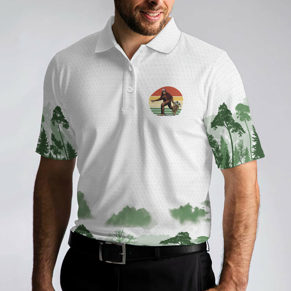 Cool Big Foot Golf Men Polo Shirt, Golf Not All Wanders Shirt For Male Golfers, Beer Drinking Golf Shirt For Men