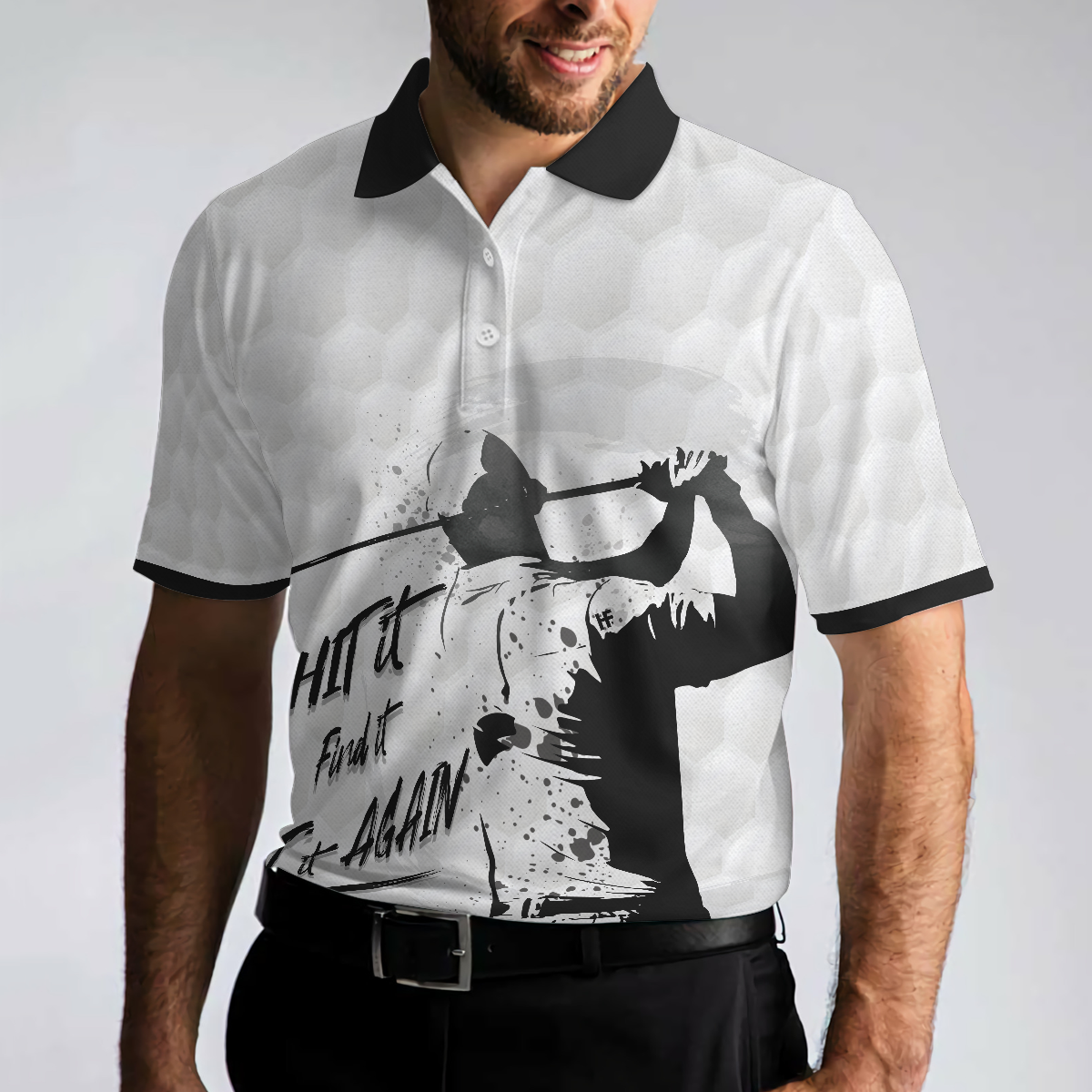 Hit It Find It Hit It Again Man Golf Men Polo Shirt, Cool Golf Shirt For Men, Gift For Golf Lovers