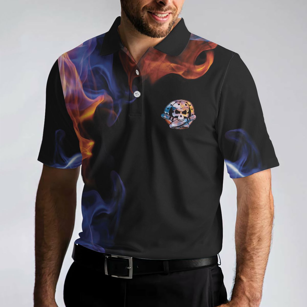 There Is No Crying In Bowling Just Lots Of Swearing Bowling Polo Shirt, Cool Flame Pattern Bowling Shirt Design - Perfect Gift For Men