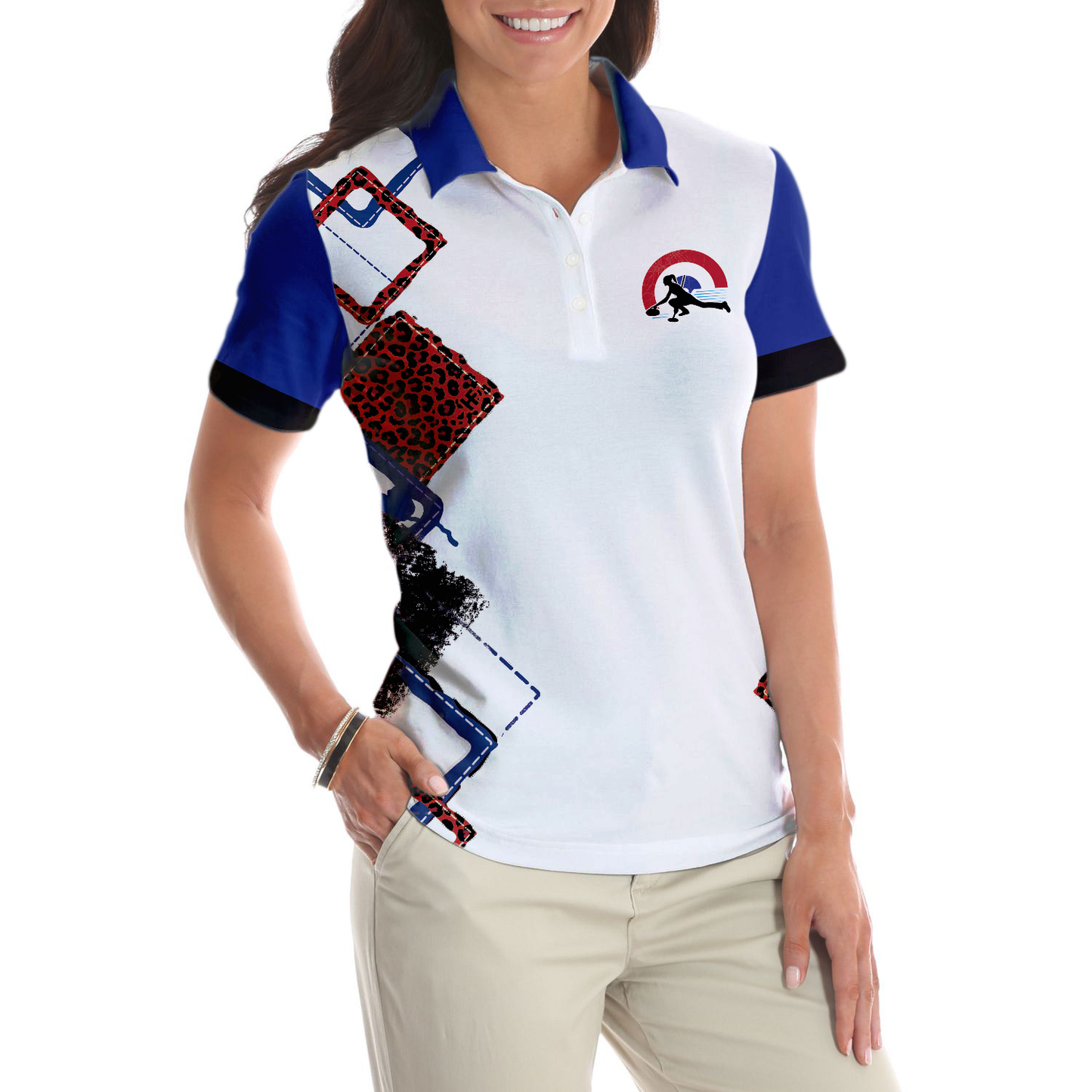 Weekend Forecast Curling Short Sleeve Women Polo Shirt, Red Leopard Shirt - Perfect Gift For Women, Ladies