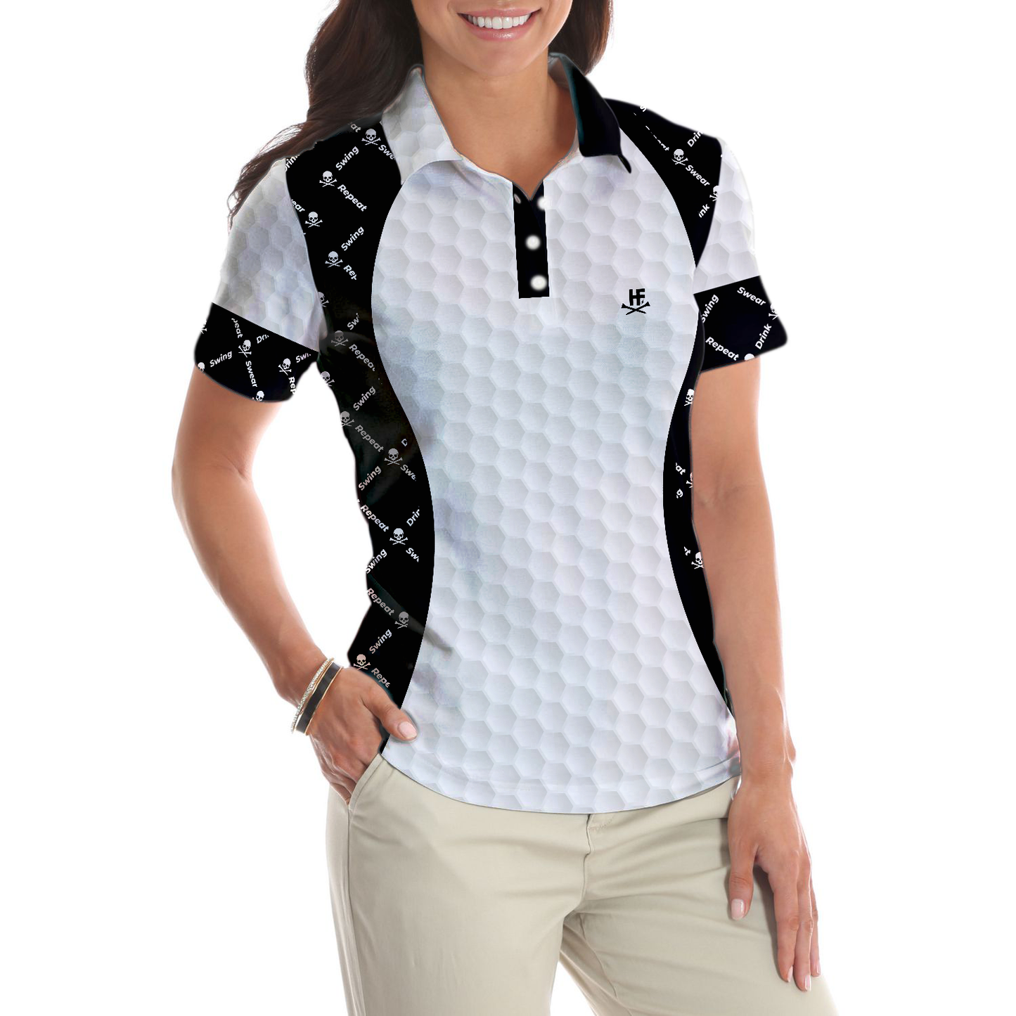 Golf Women Polo Shirt, Swing Swear With Skull Argyle Pattern Golf  Women Polo Shirt, Basic Ladies Golfing Shirt - Perfect Gift For Women, Ladies