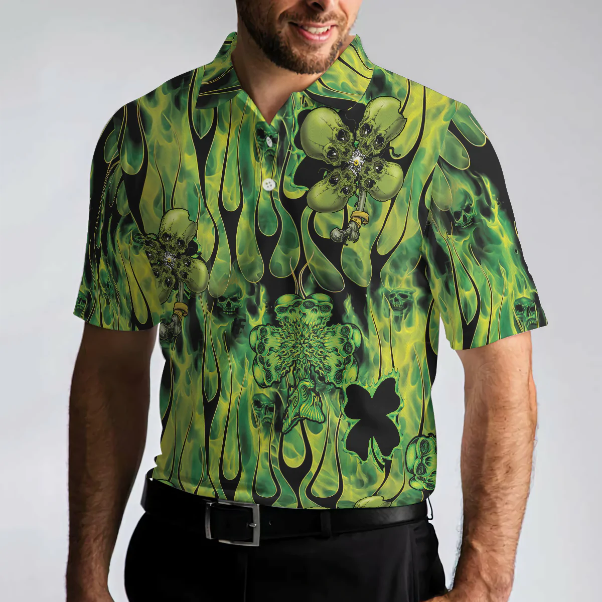 Irish Skull Saint Patricks Men Polo Shirt, Green Skull St Patrick Day Polo Shirt, Best Gift Idea For Irish Friends