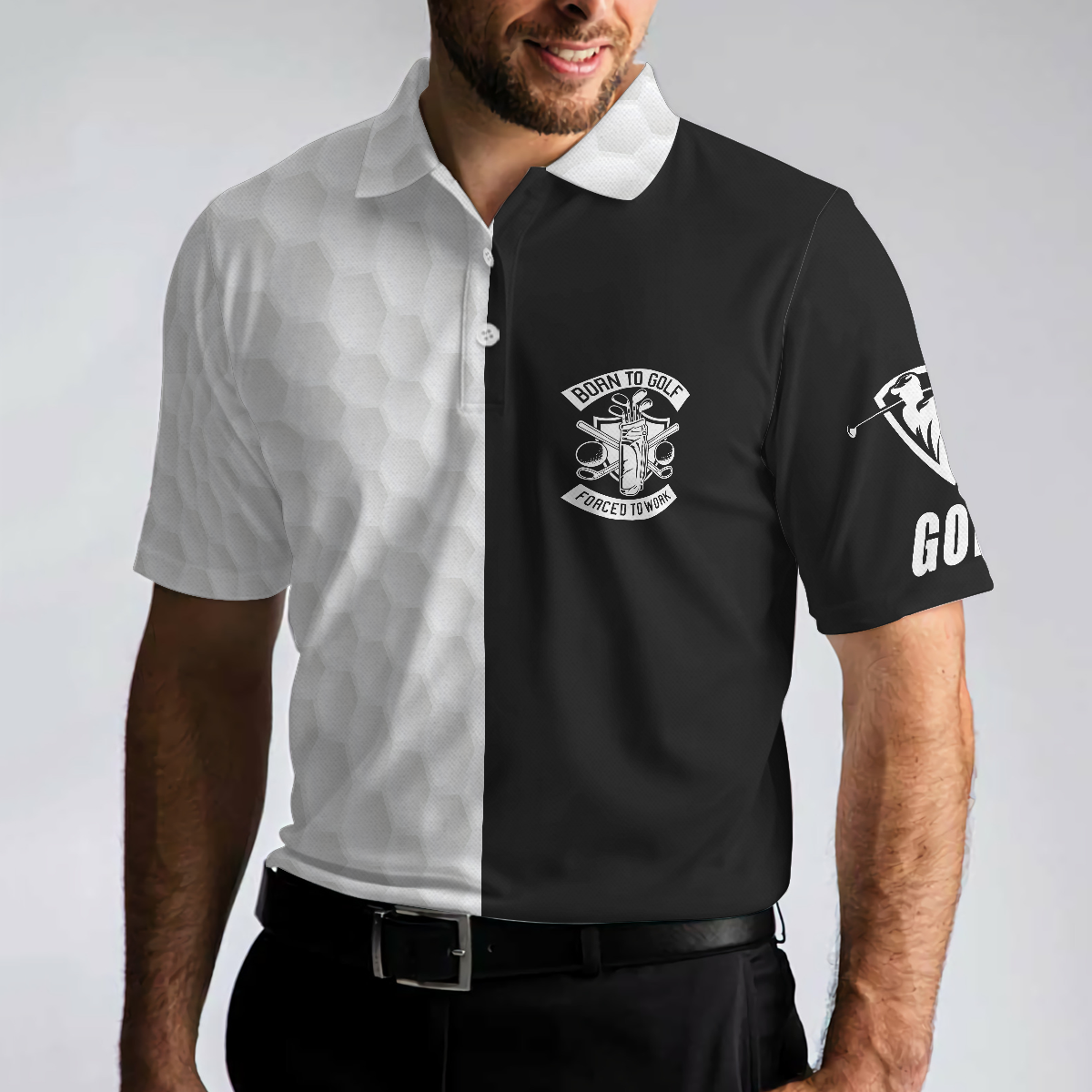 Men Polo Shirt - Black & White Are You Looking At My Putt Golf Polo Shirt, Black And Golf Pattern Polo Shirt, Sarcastic Golf Shirt For Men