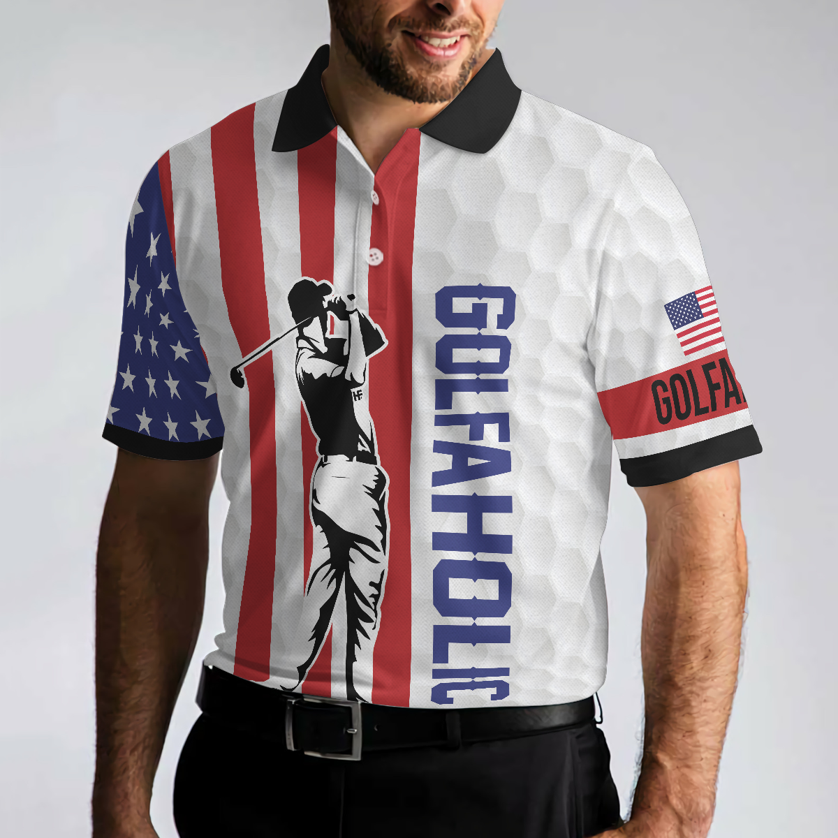 Your Hole Is My Goal Golfaholic American Flag Polo Shirt, Patriotic Golf Shirt - Perfect Gift For Men