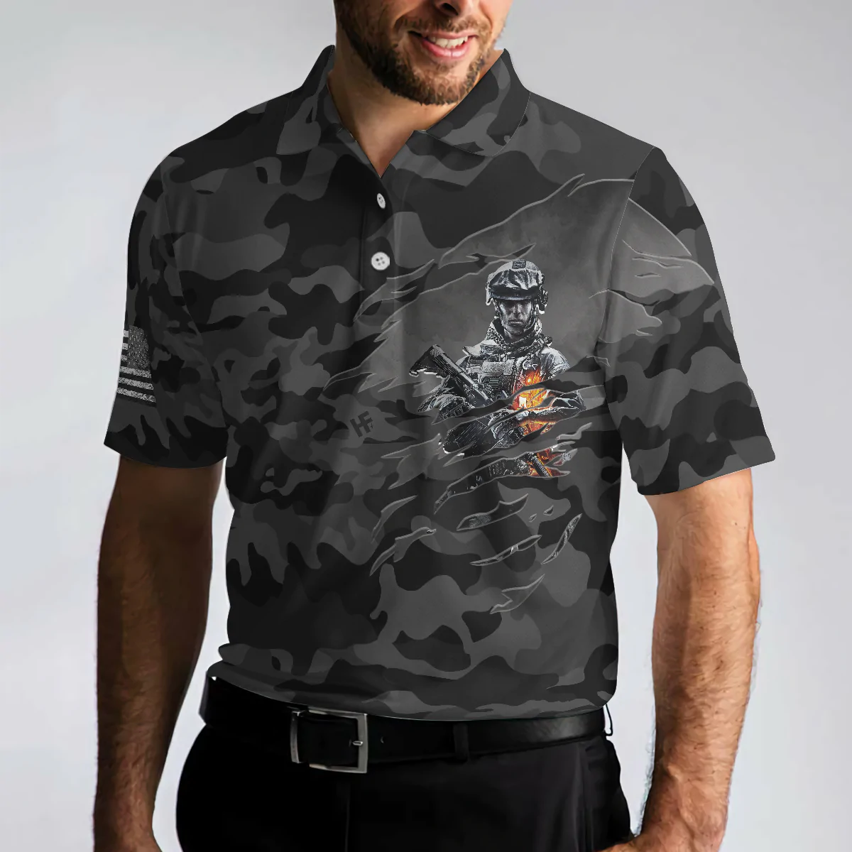 Dark Colored Camouflage Veteran Men Polo Shirt, I Served My Country Polo Shirt, Best Gift For Veterans