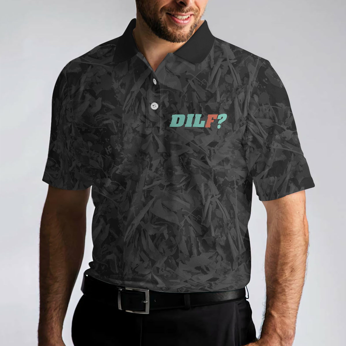 DILF Damn I Love Fishing Polo Shirt, Short Sleeve Black Fishing Shirt For Men, Best Gift For Men, Gift For Fishing Lovers