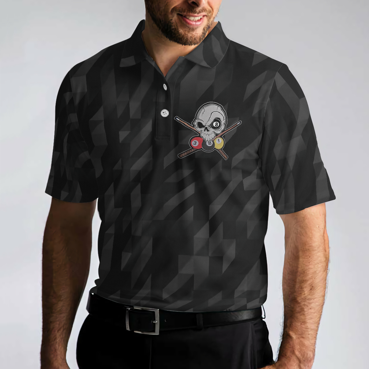 Men Polo Shirt - Billiards Once You Touch My Balls Polo Shirt, Black Skull Billards Shirt, Funny Billiards Sayings Shirt - Best Billiards Shirt For Men