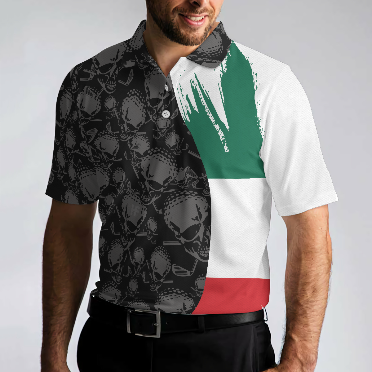 Tacos & Golf Polo Shirt, Skull Pattern Golfing Shirt Design, Tacos Golf Shirt - Perfect Gift For Men, Golfers