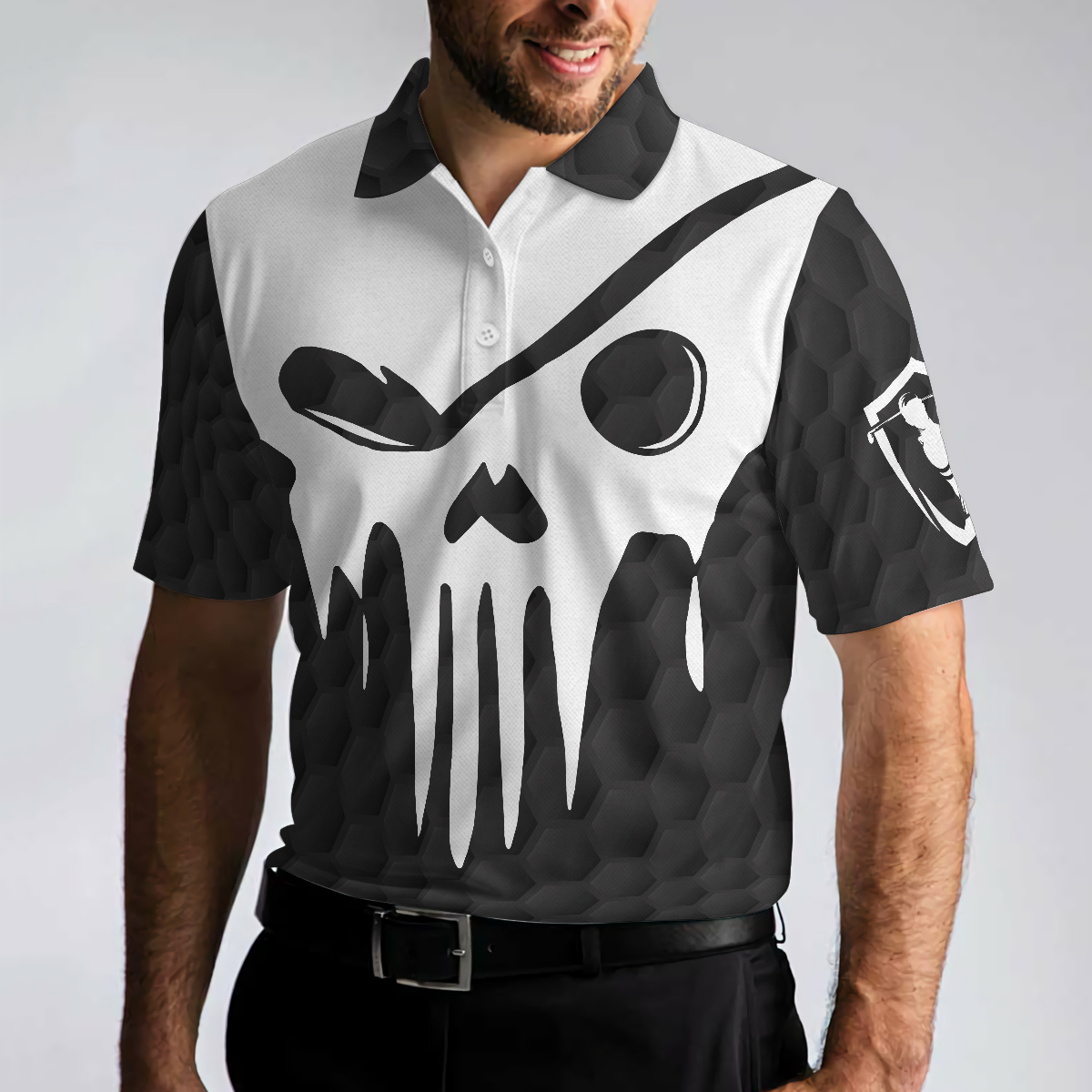 Skull Golf Polo Shirt, Black And White Skull Golf Shirt With Sayings, Best Golf Gift For Halloween - Perfect Gift For Men, Golfers