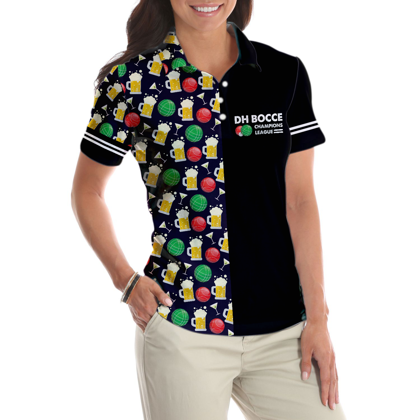 DH BOCCE Champions League,  Short Sleeve Women Polo Shirt, Best Gift For Champions League Lover, Gift For Women