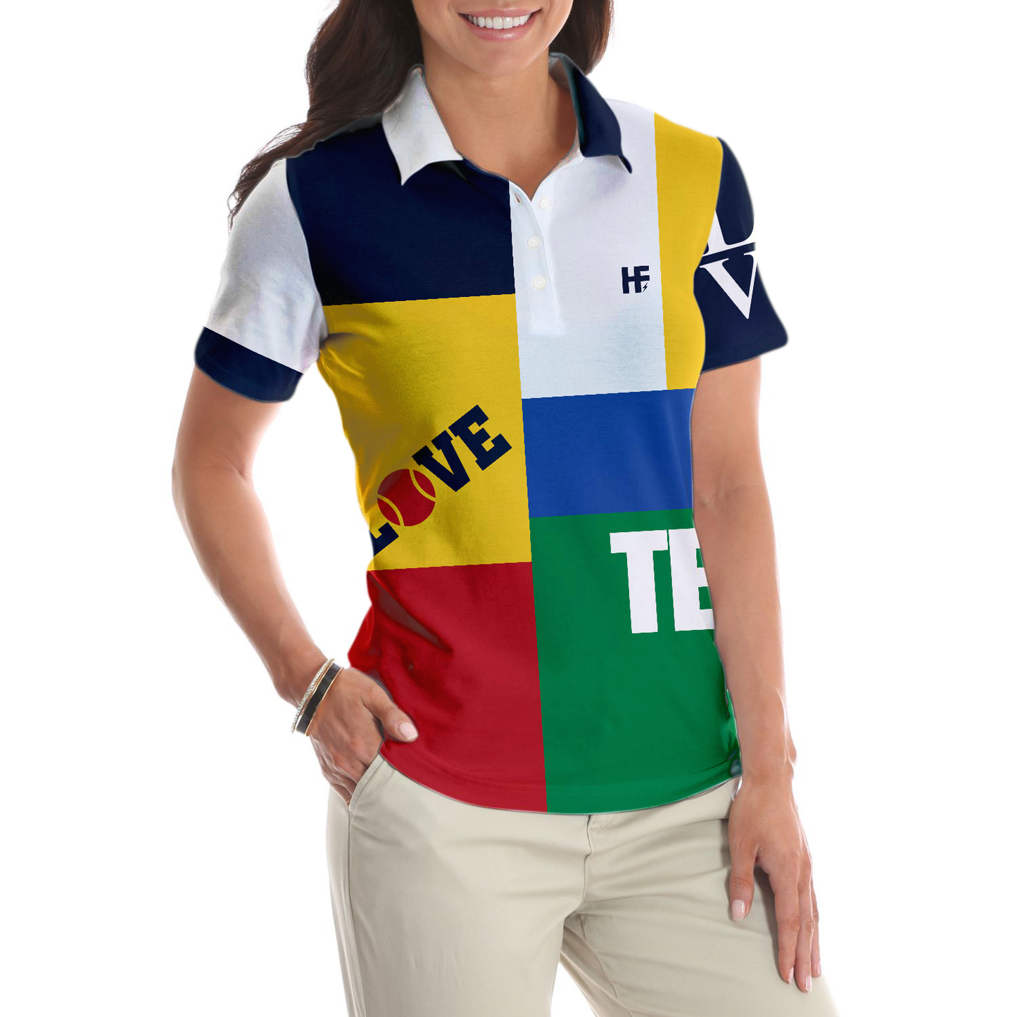 Color-Blocked Tennis Shirt Short Sleeve Women Polo Shirt - Best Gift For Tennis Lovers