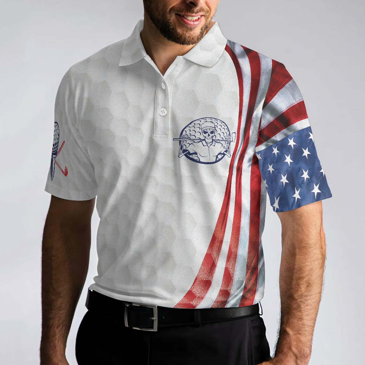 The Day I Stop Golfing Polo Shirt, Golf Pattern Skeleton Golfer American Flag Polo Shirt, Best Golf Shirt - Perfect Gift For Women