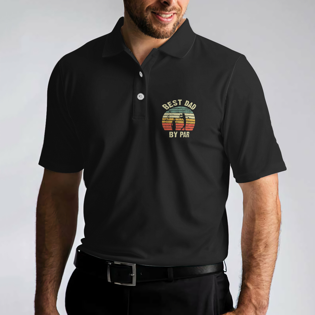 Best Golf Gift Idea For Dad Men Polo Shirt, Golf Best Dad By Par Polo Shirt, Black Golf Shirt With Sayings, Father's Day Gift For Golfers