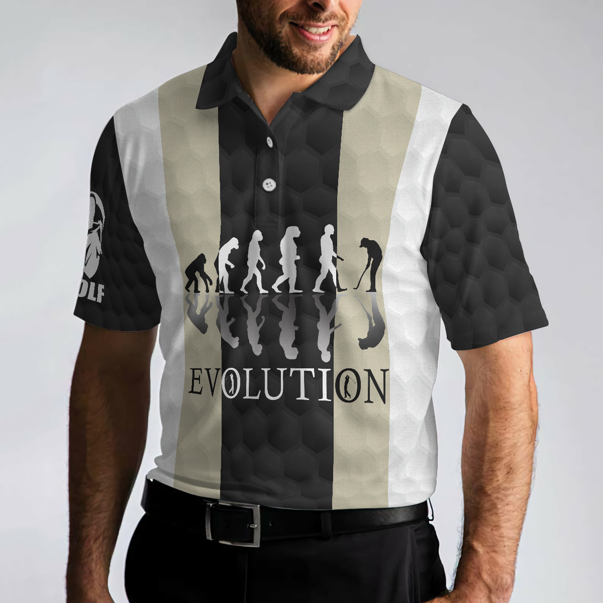 Elegant Men Golfer Evolution Golf Polo Shirt, Unique Golf Shirt For Men, Polo Shirt Gift For Men , Best Gift For Men Golfers