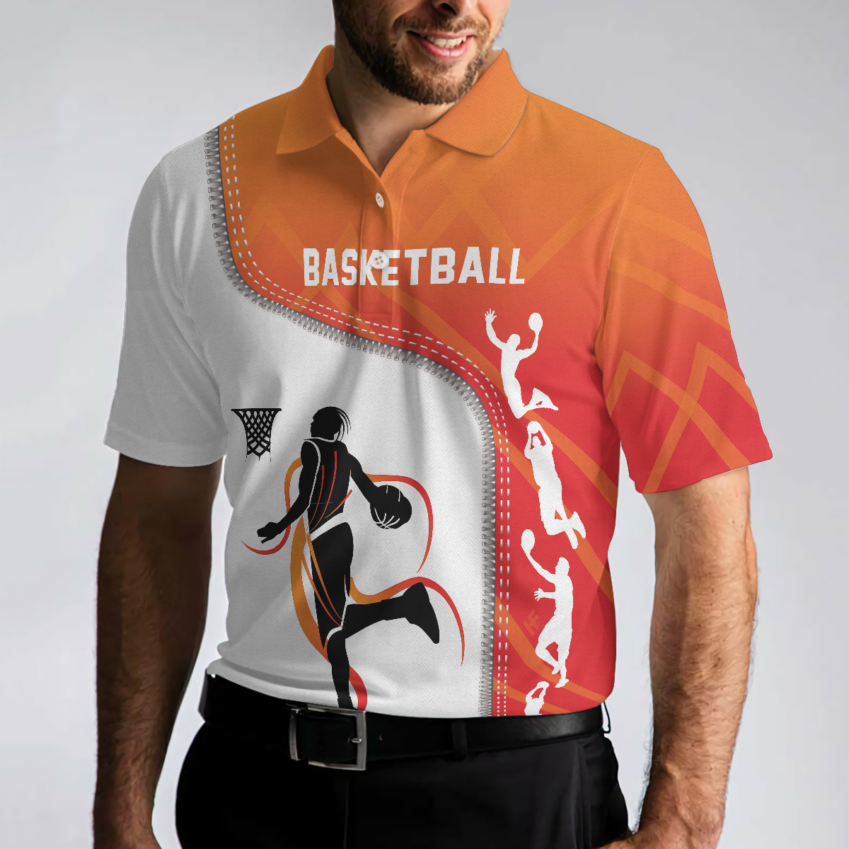 Basketball Life Men Polo Shirt, White Basketball Themed Shirt For Adults, Best Shirt For Basketball Players, Gift For Basketball Lovers