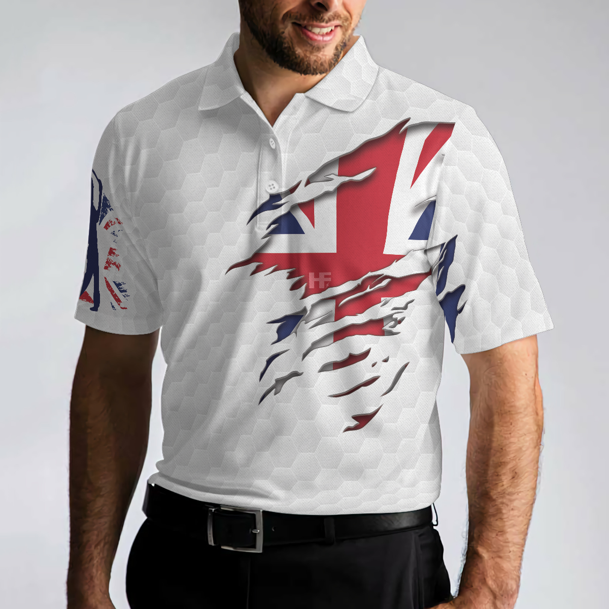 Golf Club United Kingdom Flag Men Polo Shirt, Great Britain Union Jack Polo Shirt, UK Golf Shirt Gift For Men