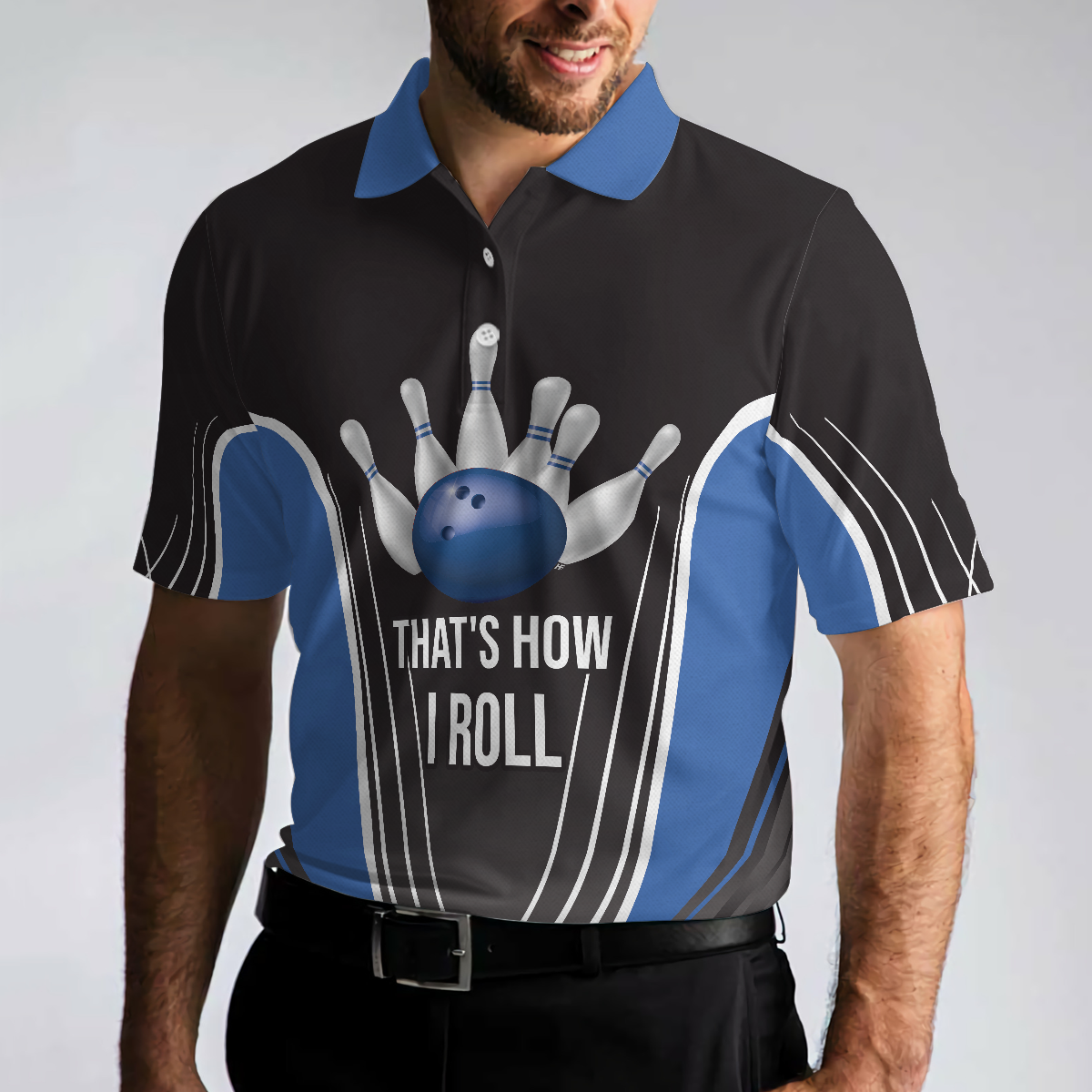 That's How I Roll Bowling Short Sleeve Polo Shirt, Digital Bowling Alley Polo Shirt, Best Bowling Shirt - Perfect Gift For Men