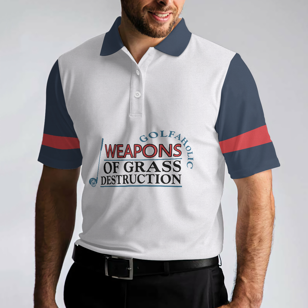 Golf Men Polo Shirt, Weapons Of Grass Destruction Short Sleeve Polo Shirt, Golfaholic Polo Shirt - Best Golf Shirt For Men, Golfers