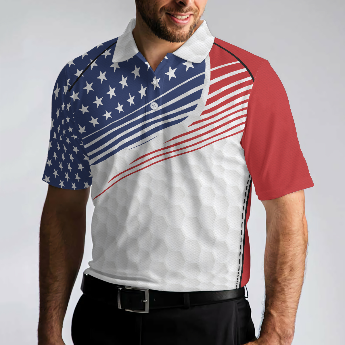 Golf Skull Wear Hat Short Sleeve USA Golf Men Polo Shirt, American Flag Polo Shirt, Patriotic Golf Shirt For Men