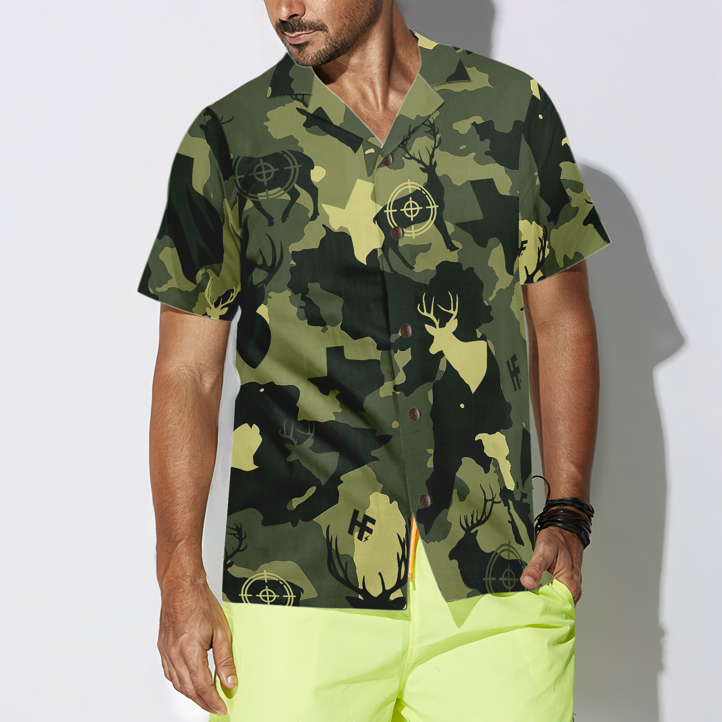 Camouflage Deer Texas Gun Hunting Hawaiian Shirt, Short Sleeve Texas Camo Shirt, Proud Texas Shirt For Men, Friend, Family