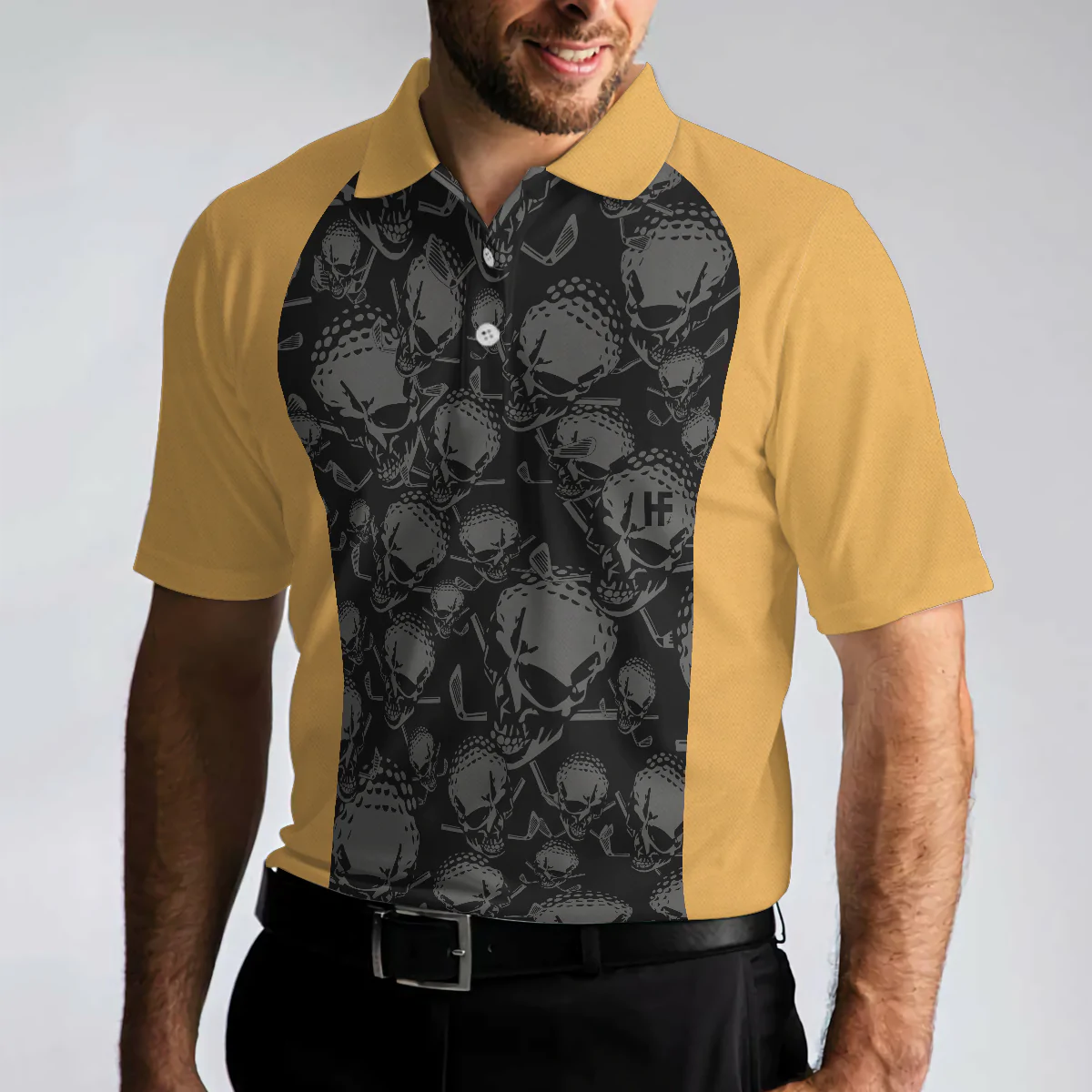 Rules Of Golf Men Polo Shirt, Black And Orange Golfing Shirt With Sayings, Cool Golf Gift For Beer Lovers