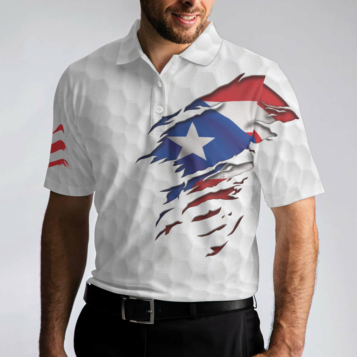 Golf Puerto Rico Flag Men Polo Shirt, Simple Golfing Shirt For Male Golfers, Thoughtful Golf Gift Idea