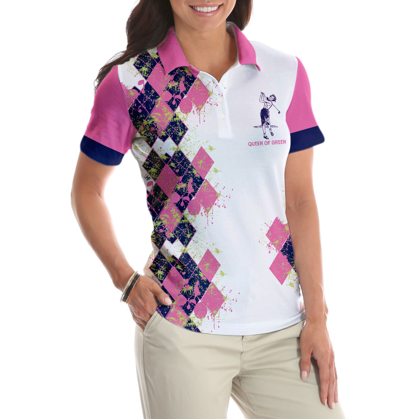 Women Polo Shirt, Cooking Is Like Golf Slice Chip And Put On Some Greens Women Polo Shirt, Argyle Pattern Funny Golf Polo Shirt For Ladies