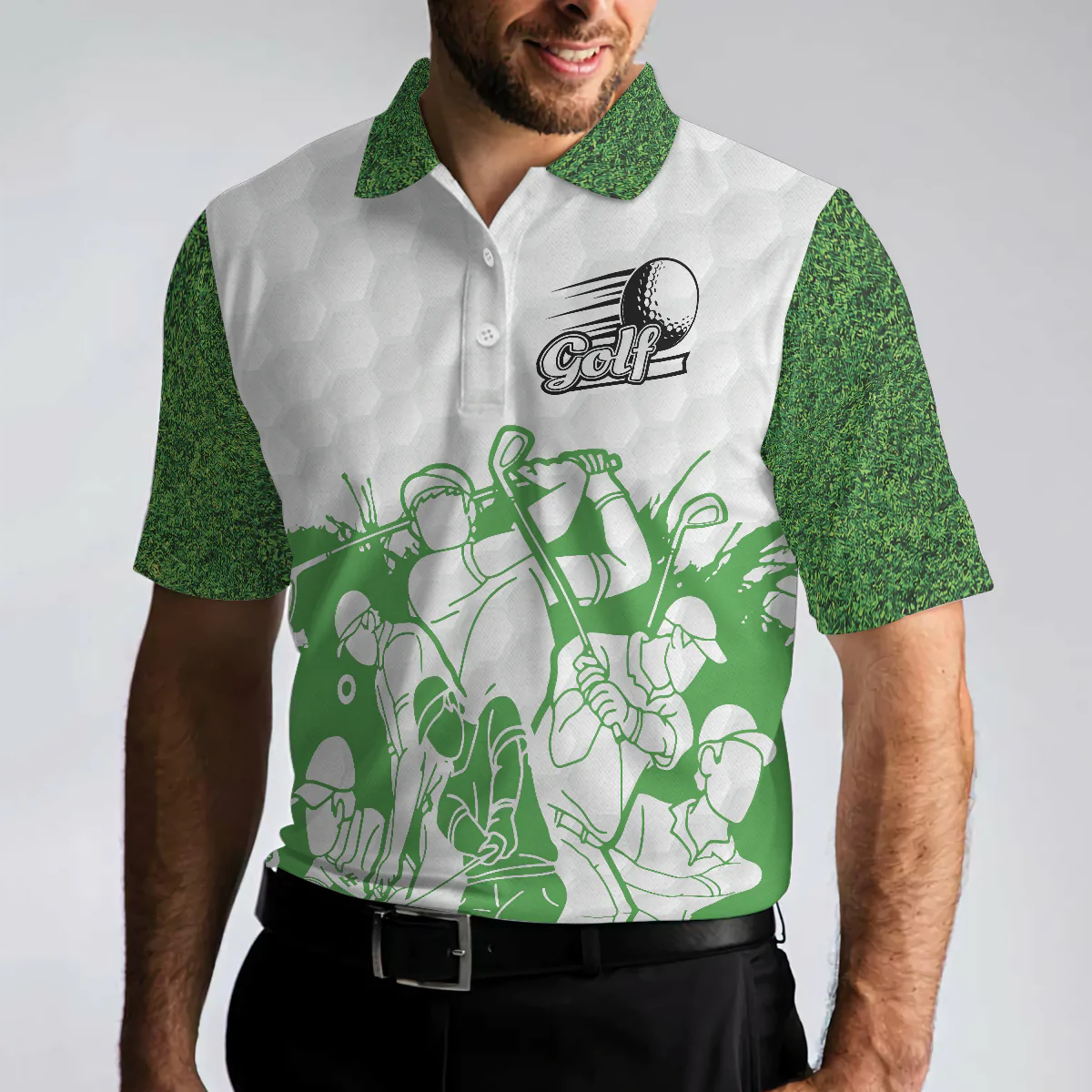 White And Green Golfers Men Polo Shirt, King Of The Green Golf Shirt For Male, Cool Gift For Golfers