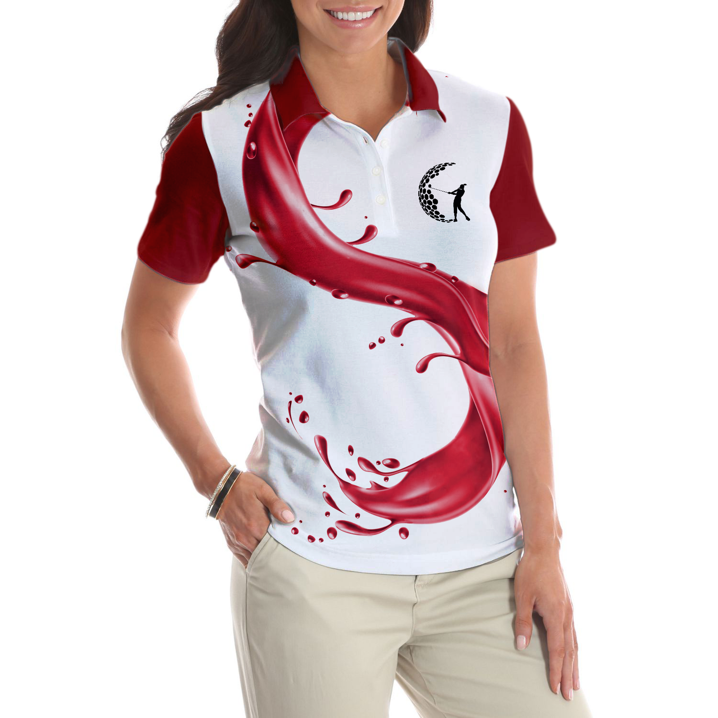 That's What I Do I Play Golf I Drink Wine Short Sleeve Women Polo Shirt - Perfect Gift For Women