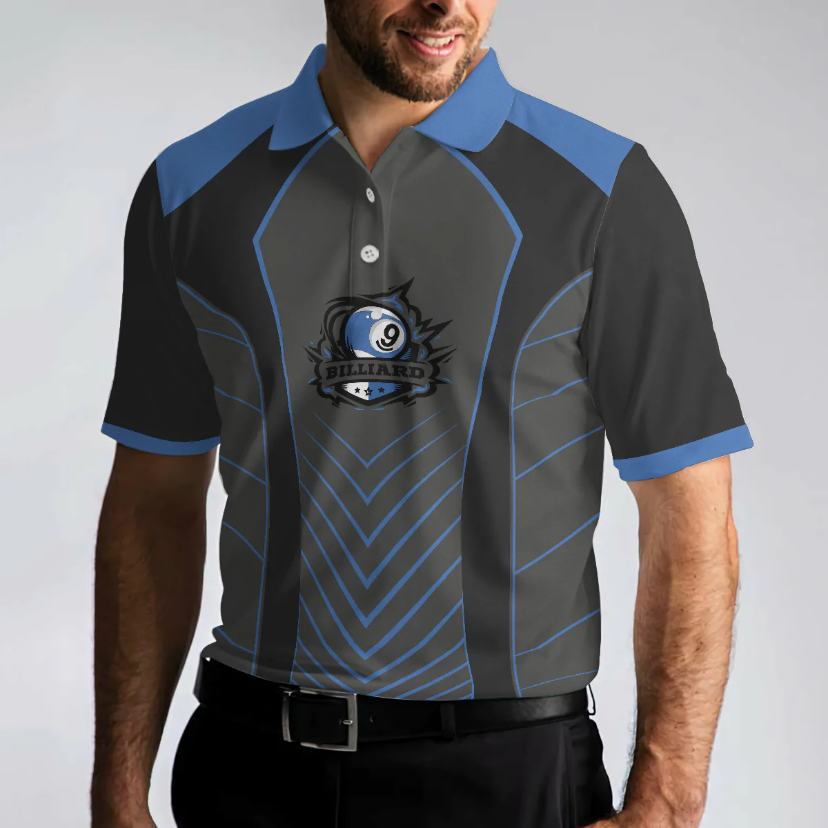 Cool Black And Blue Billiards Men Polo Shirt, Just The Tip I Promise Shirt For Male, Billiards Shirt Gift Idea For Men