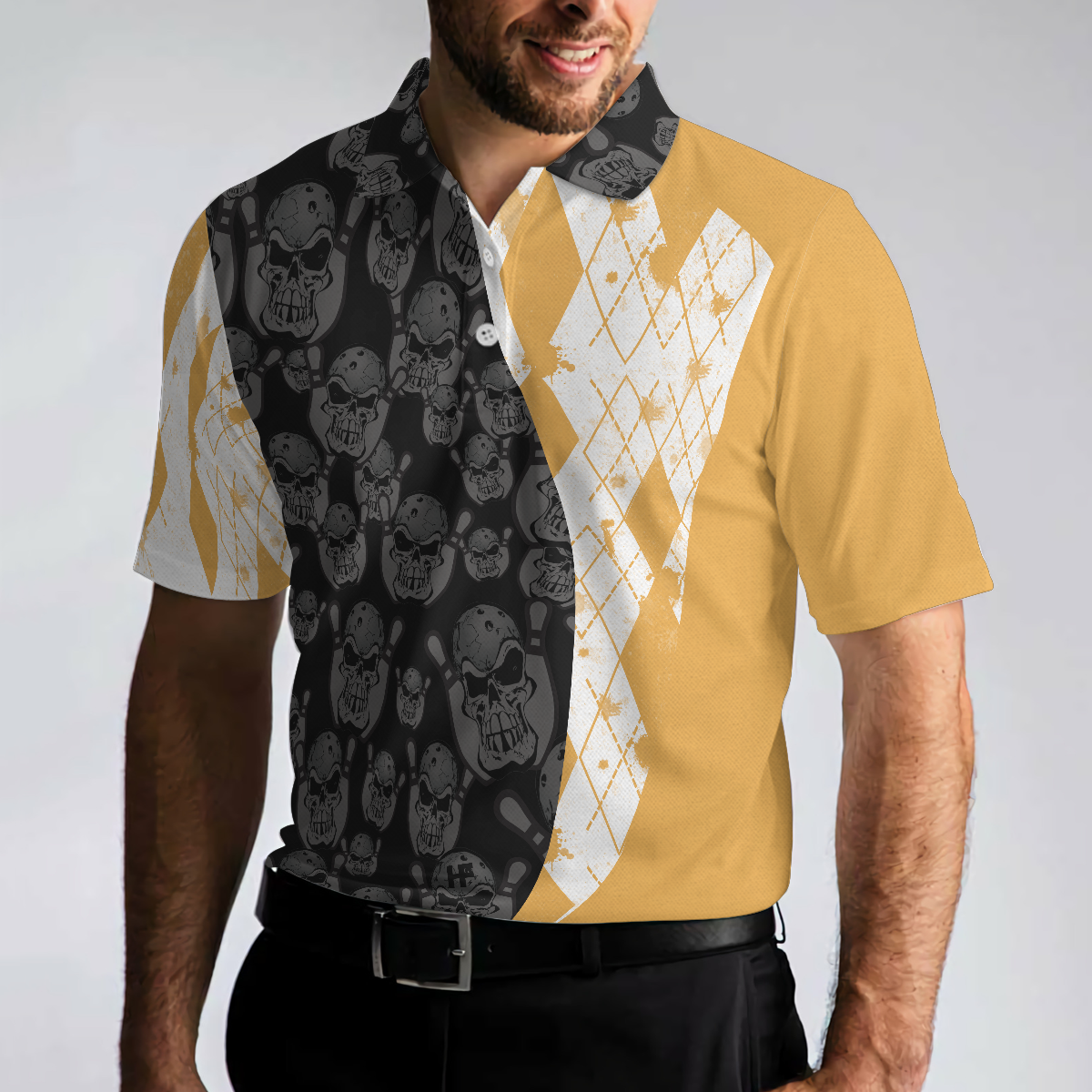 Bowling Men Polo Shirt - Bowling Dad Polo Shirt, Argyle Pattern Polo Shirt - Perfect Gift For Friend, Family, Bowling Lovers